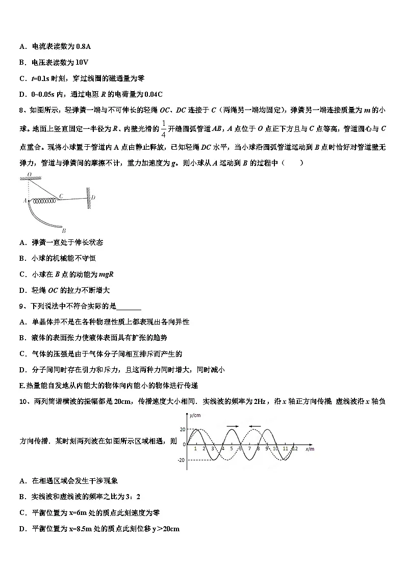 2026届河南省部分重点中学高考全国统考预测密卷物理试卷含解析第3页