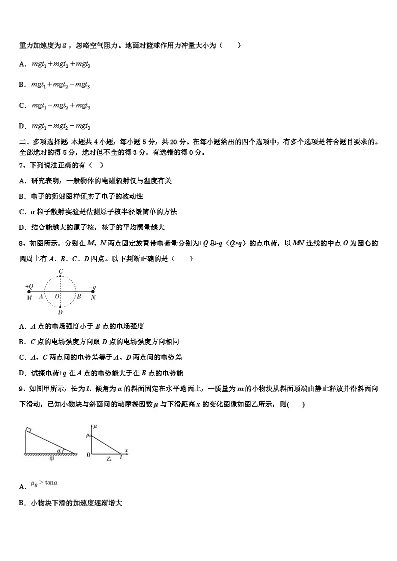 2026届河南省安阳市林州市林州一中高三最后一卷物理试卷含解析第3页