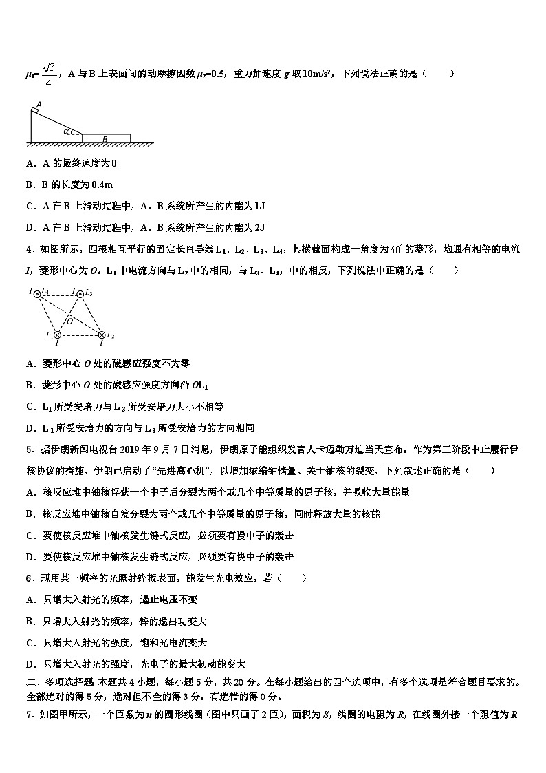 2026届河南省安阳市滑县高三最后一卷物理试卷含解析第2页