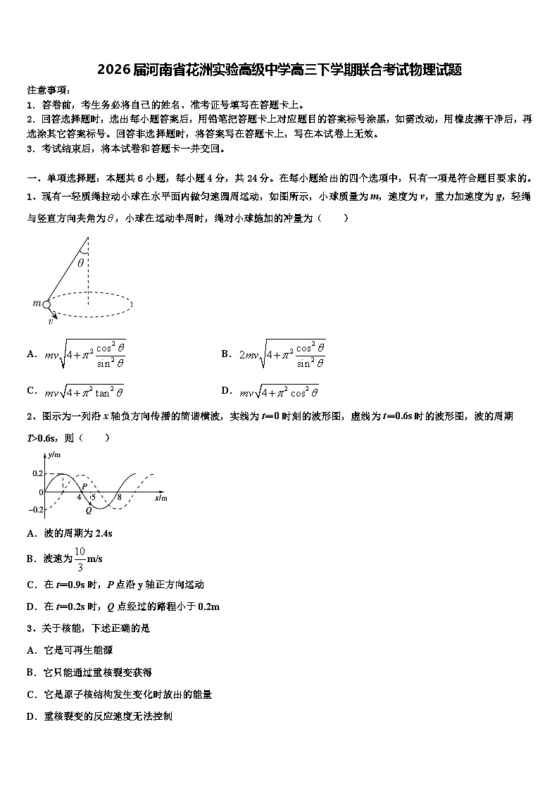 2026届河南省花洲实验高级中学高三下学期联合考试物理试题含解析第1页