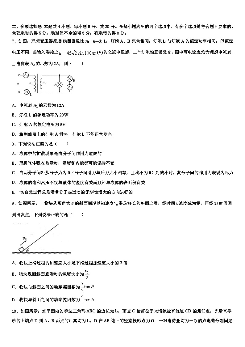 2026届河南省兰考县第二高级中学高考物理全真模拟密押卷含解析第3页