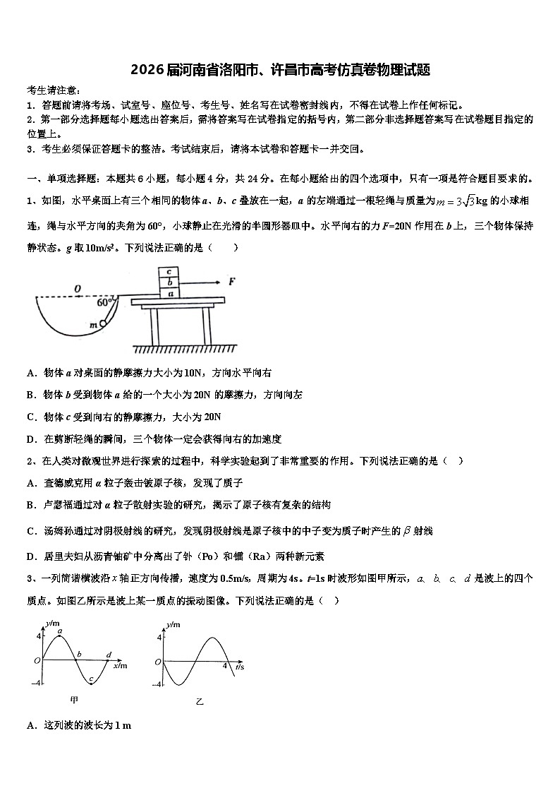 2026届河南省洛阳市、许昌市高考仿真卷物理试题含解析第1页