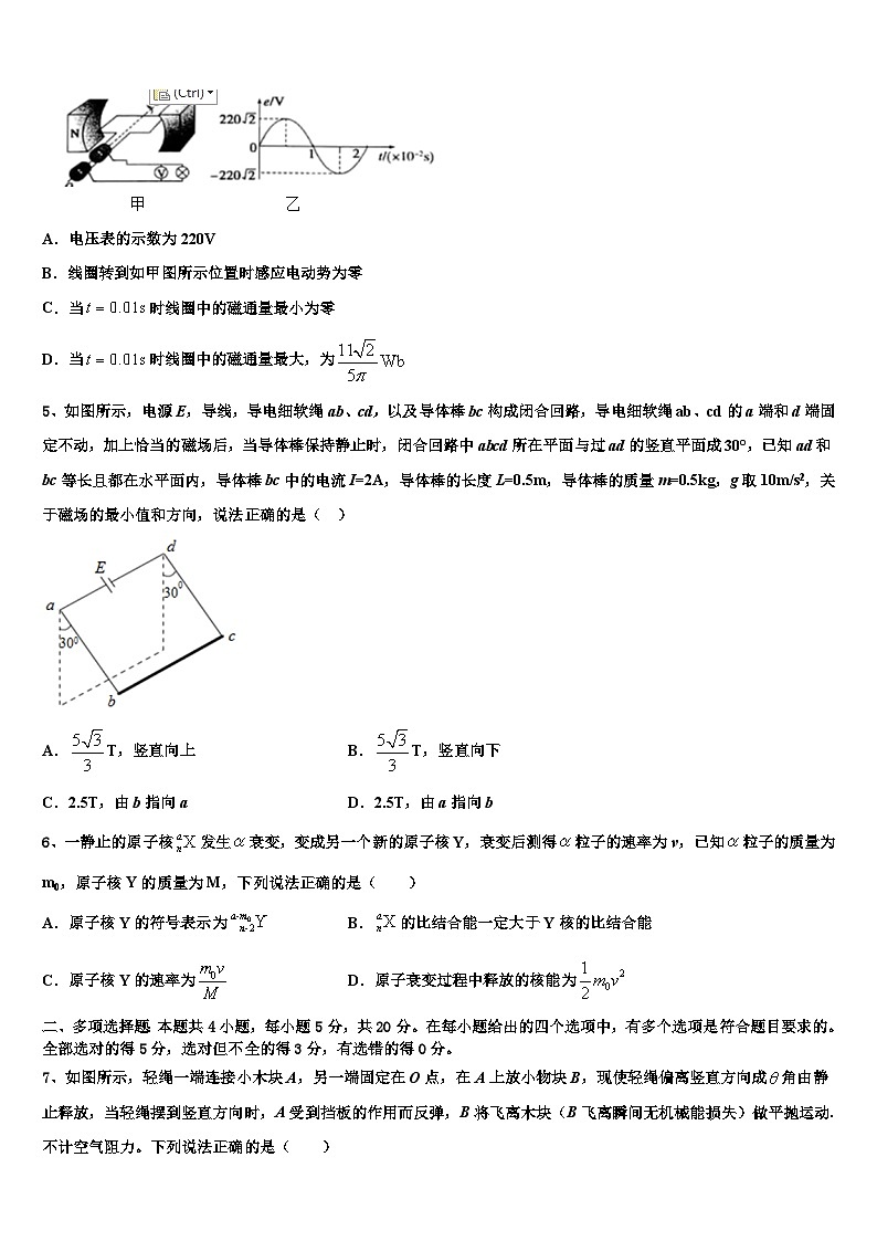 2026届河南省洛阳市理工学院附中高三3月份第一次模拟考试物理试卷含解析第2页