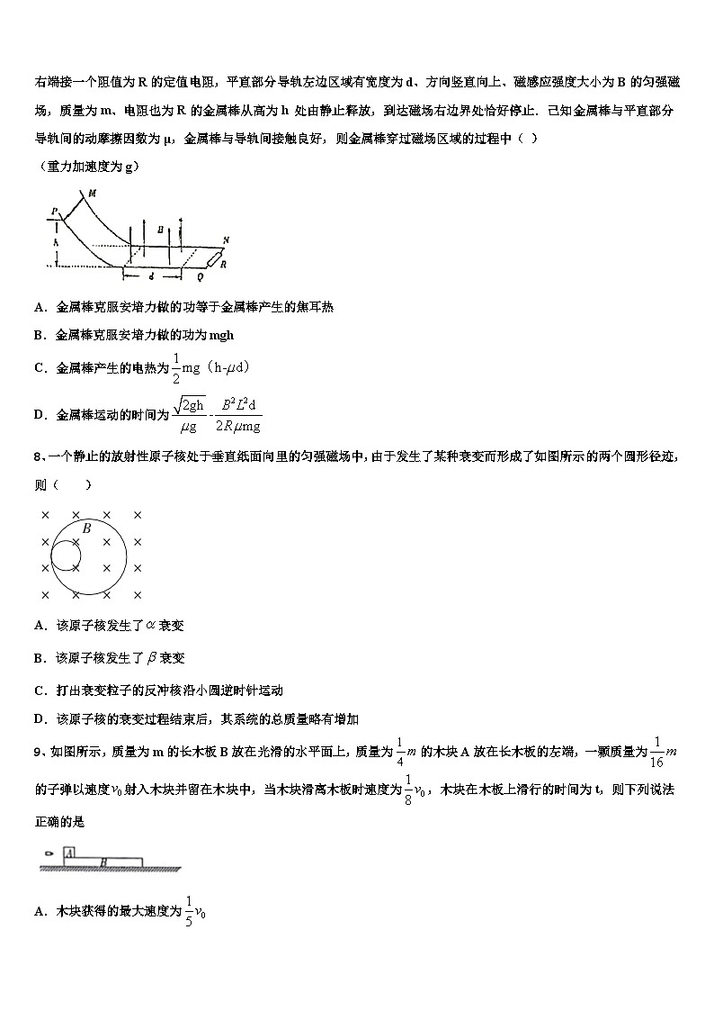 2026届河南省平顶山市郏县一中高三下学期第五次调研考试物理试题含解析第3页