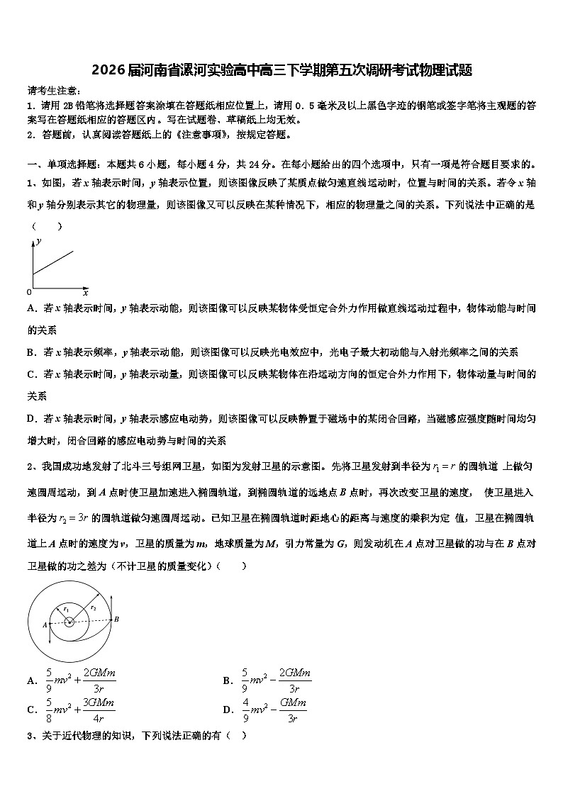 2026届河南省漯河实验高中高三下学期第五次调研考试物理试题含解析第1页