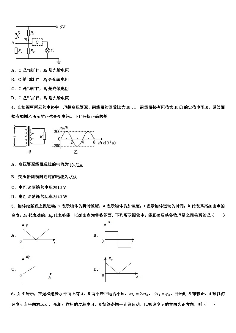 2026届河南省商丘市第一高级中学高考物理三模试卷含解析第2页