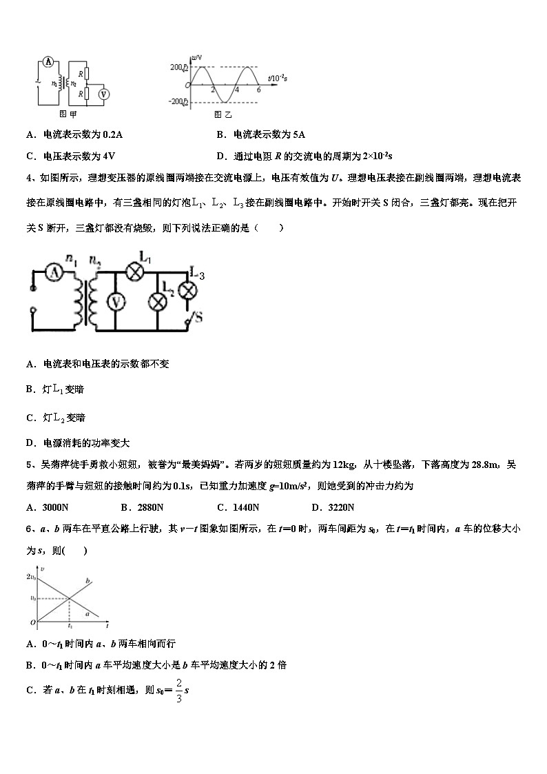 2026届河南省师范大学附属中学高考仿真卷物理试卷含解析第2页