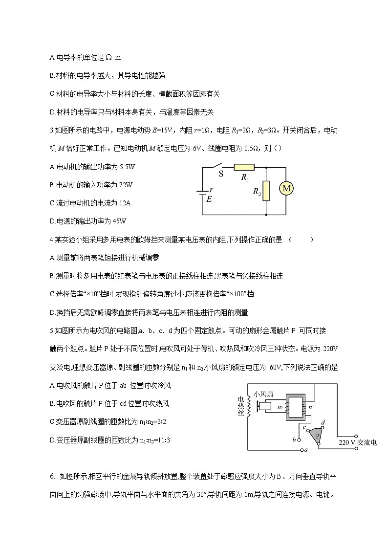 山东省济南市商河弘德中学2025_2026学年高二上学期第三次月考物理试题【附解析】第2页