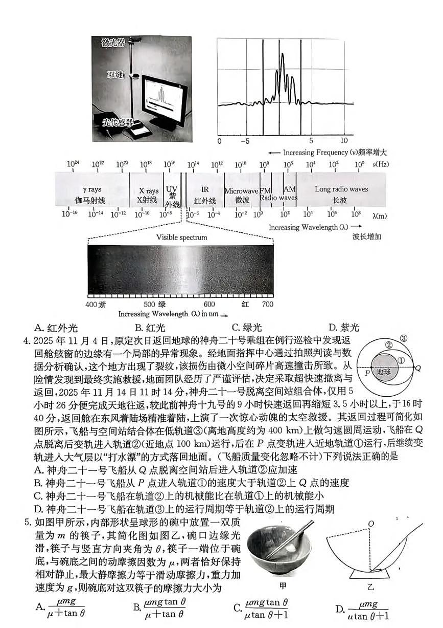 物理丨湖南省金太阳市、县级优质高中协作体2026届高三上学期1月联考试卷及答案第2页