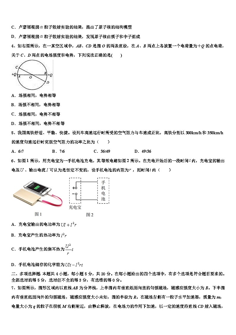 2026届河南省豫东豫北十所名校高考考前提分物理仿真卷含解析第2页