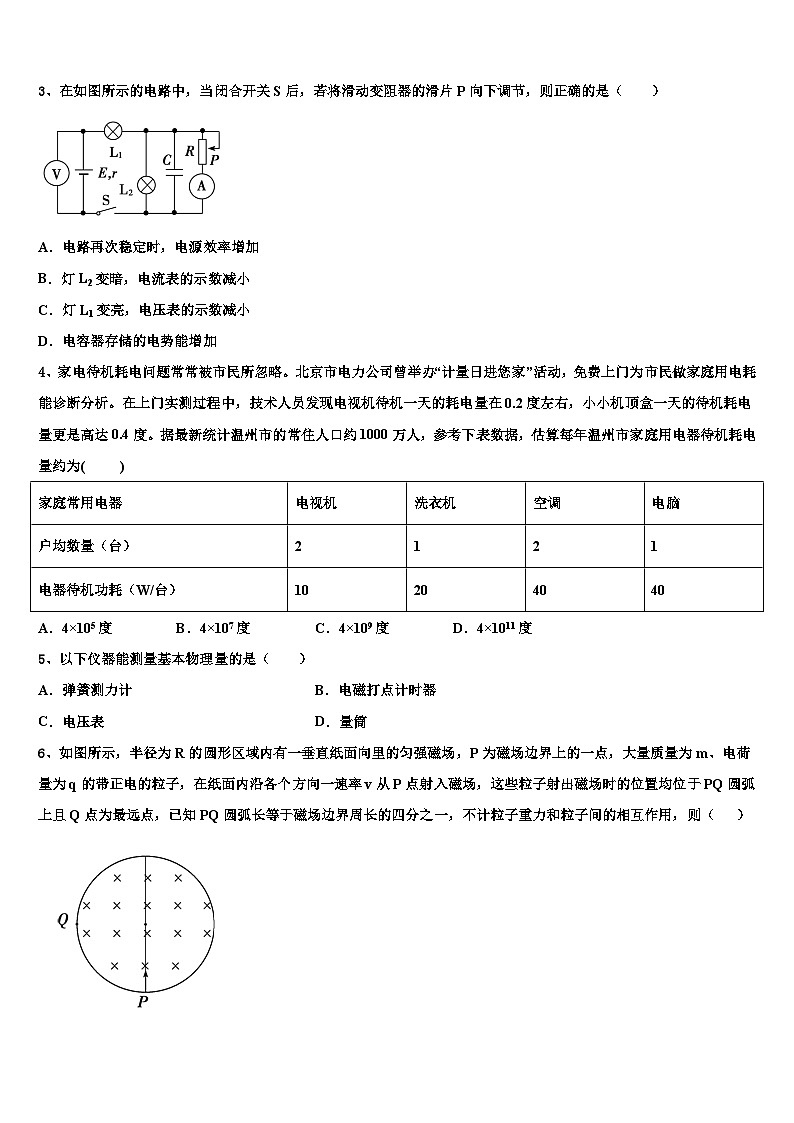 2026届河南省许昌市示范中学高考仿真卷物理试题含解析第2页