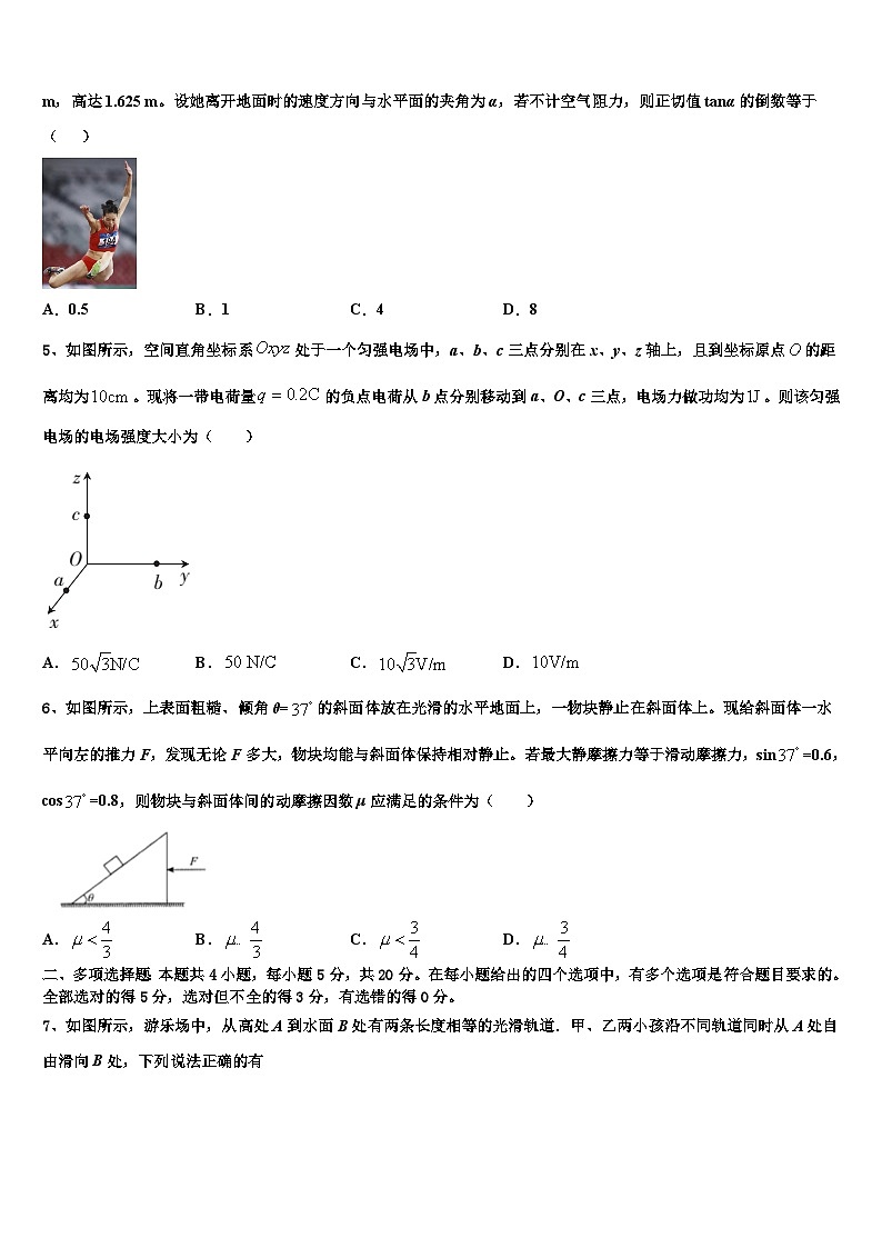 2026届河南省周口中英文学校高考考前模拟物理试题含解析第2页