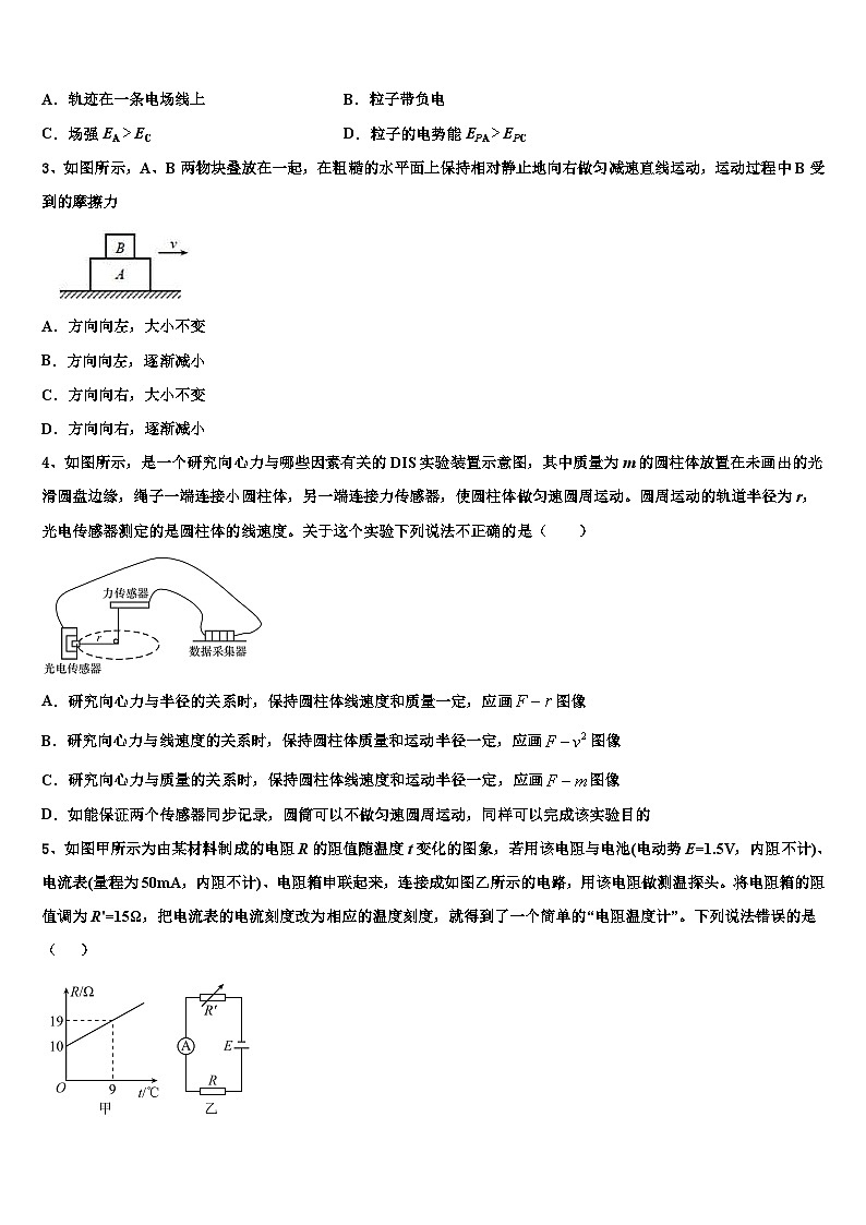2026届河南省郑州市106中学高考考前提分物理仿真卷含解析第2页