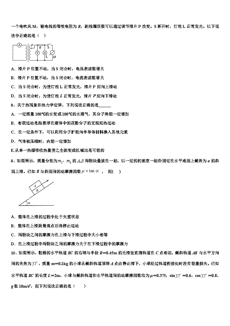 2026届河南省周口市郸城一高考仿真卷物理试卷含解析第3页