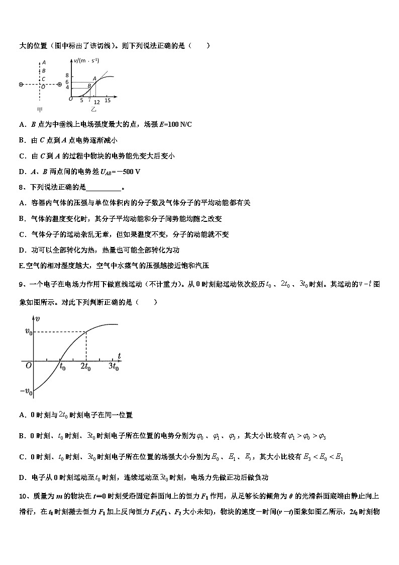 2026届河南省镇平县第一中学高三3月份模拟考试物理试题含解析(1)第3页