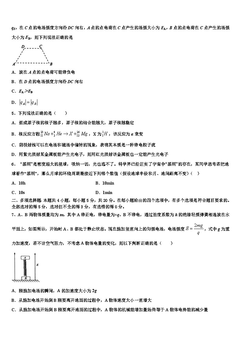 2026届鹤岗市重点中学高考物理五模试卷含解析第2页
