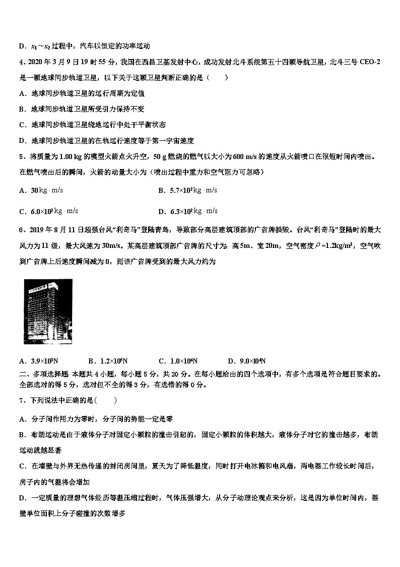 2026届黑龙江省大庆市一中高三下学期一模考试物理试题含解析第2页