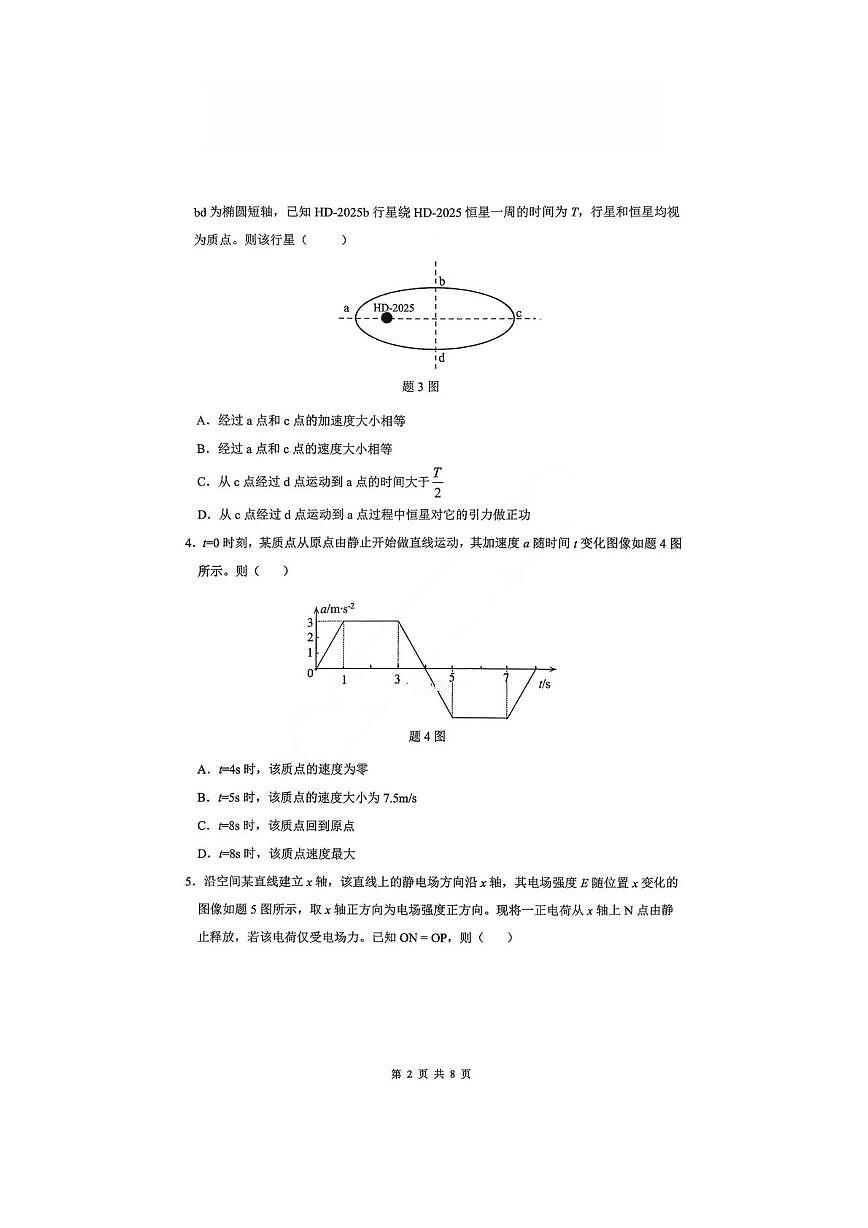 重庆市育才中学2025-2026学年高三上学期一诊模拟考试物理试卷（高考模拟）第2页
