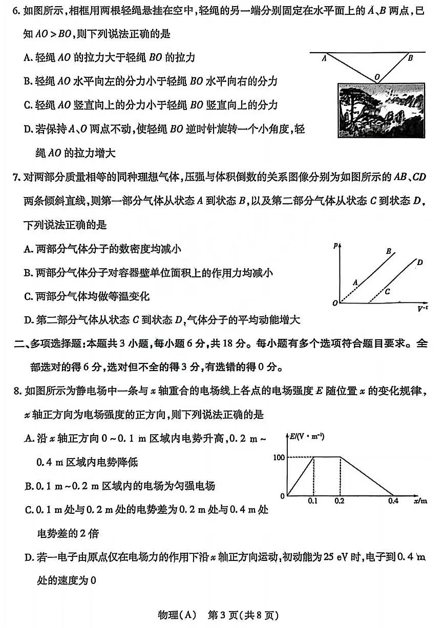 物理丨山西省四省联考2026届高三上学期1月考试试卷及答案第3页