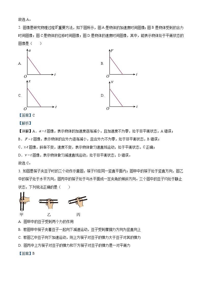 广东省实验中学2024-2025学年高一上学期期末考试物理试题 Word版含解析第2页