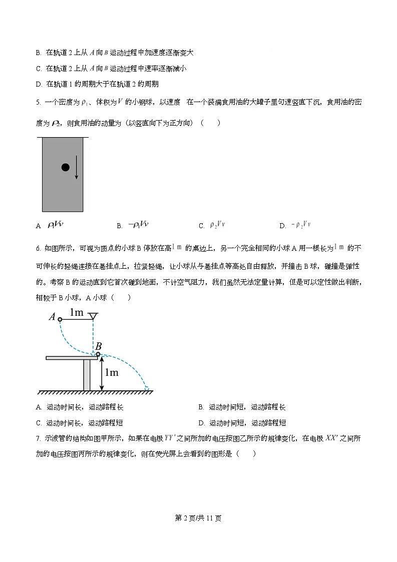 浙江省强基联盟2025-2026学年高二上学期11月联考物理试卷（原卷版）第2页