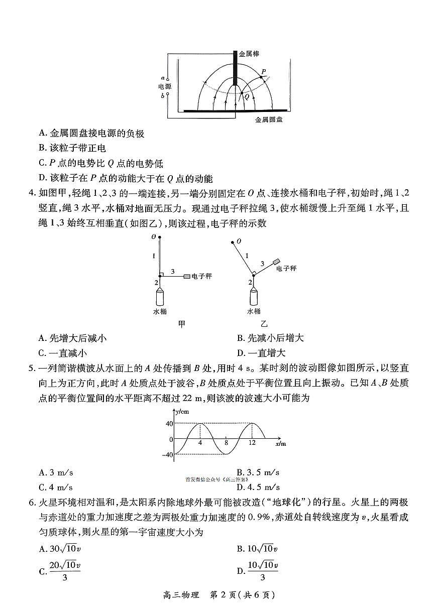2025-2026学年稳派高考一模物理试题无答案第2页