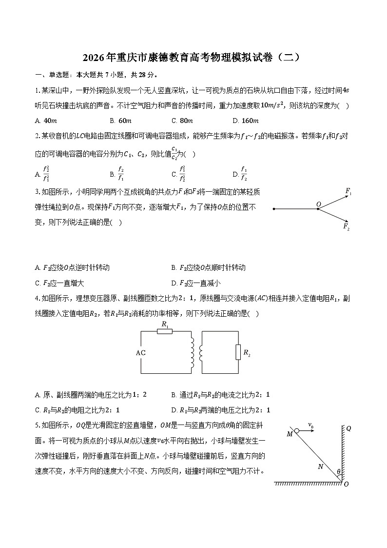 2026年重庆市康德教育高考物理模拟试卷（二）第1页