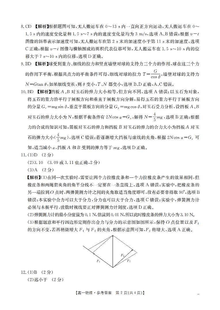 河南省南阳地区2025-2026学年高一上学期12月阶段考试卷（26-176A）物理答案第2页
