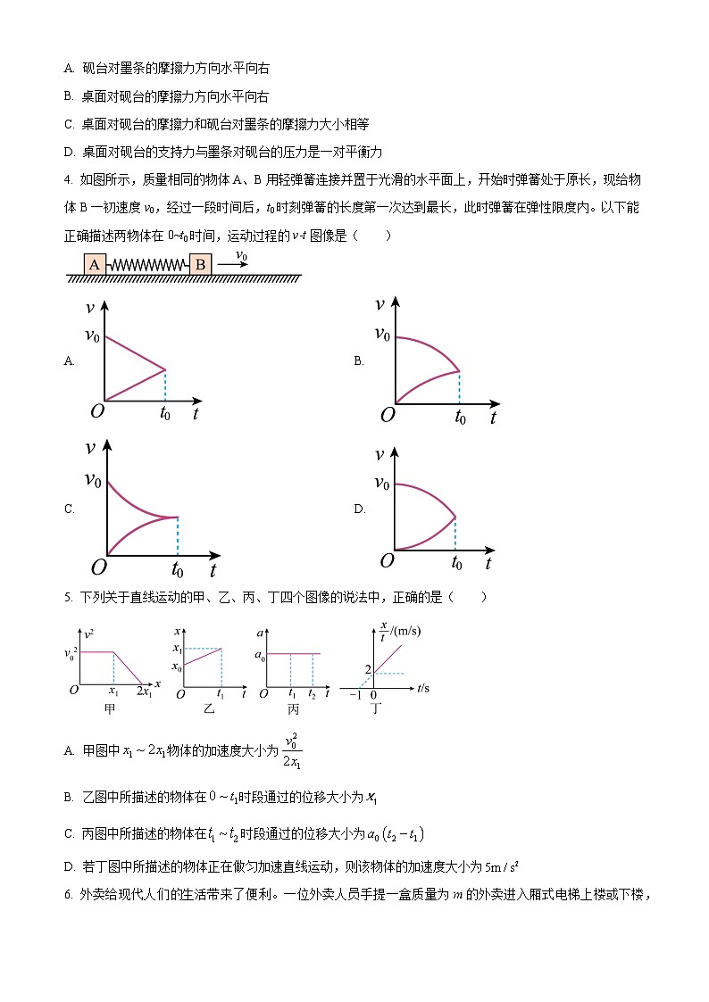 精品解析：河南省濮阳市第一高级中学2025-2026学年高一上学期12月月考物理试题（原卷版）第2页