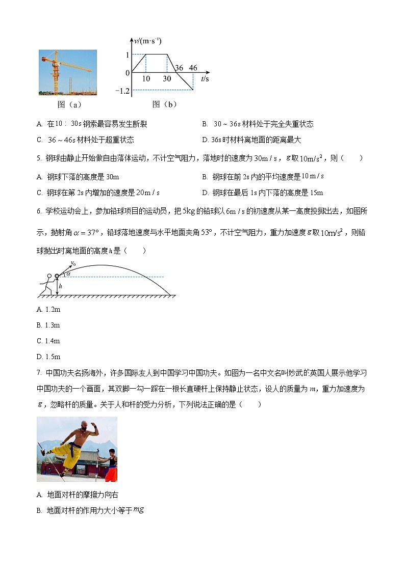 精品解析：湖北省武汉市2024-2025学年高一上学期1月期末物理试题（原卷版）第2页