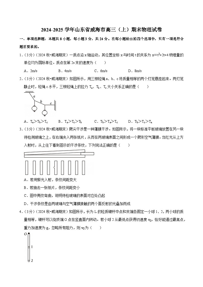 2024-2025学年山东省威海市高三（上）期末物理试卷(含详细答案解析)第1页