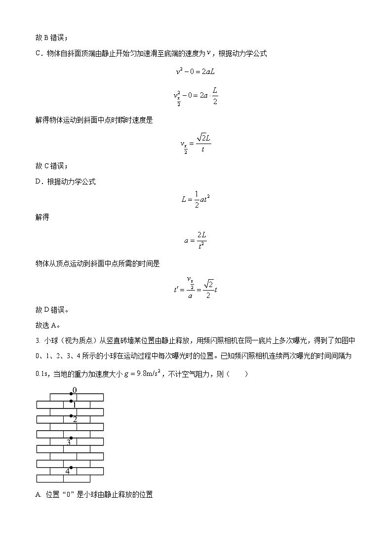 四川省仁寿第一中学校（北校区）2024-2025学年高一上学期10月月考物理试题 Word版含解析第2页