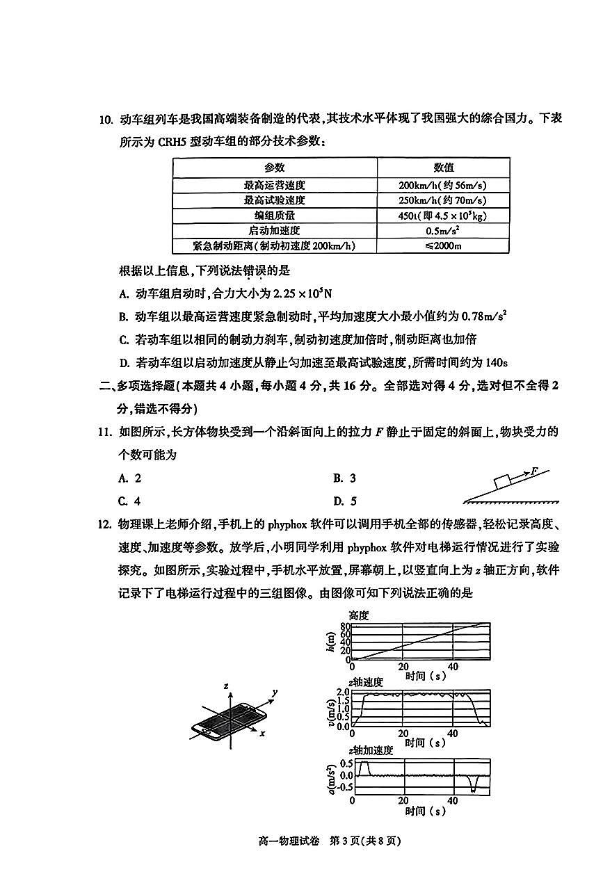 2026北京八十中高一（上）期末物理试卷第3页