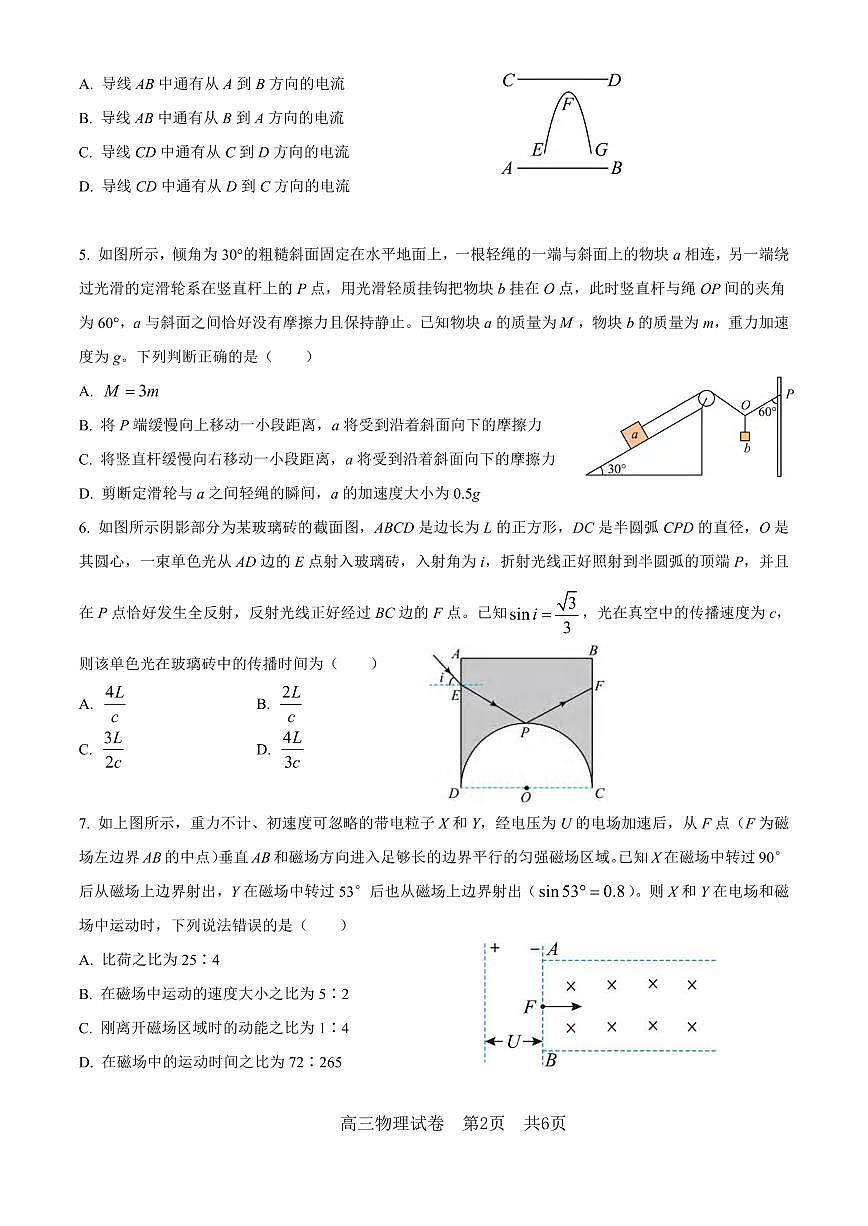 物理丨安徽省合肥一中2026届高三上学期1月考试试卷及答案第2页