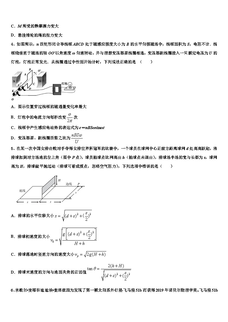 2026届黑龙江省哈尔滨市第九中学高考物理四模试卷含解析第2页