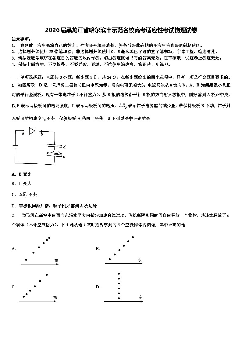 2026届黑龙江省哈尔滨市示范名校高考适应性考试物理试卷含解析第1页