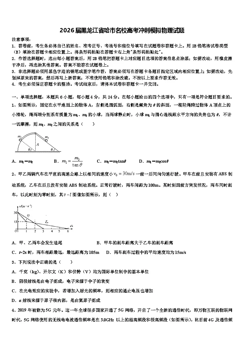 2026届黑龙江省哈市名校高考冲刺模拟物理试题含解析第1页