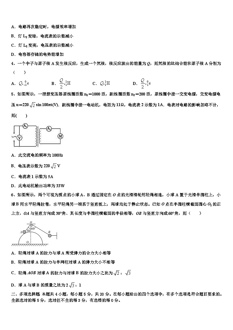 2026届黑龙江省鸡西市鸡东县二中高考物理必刷试卷含解析第2页