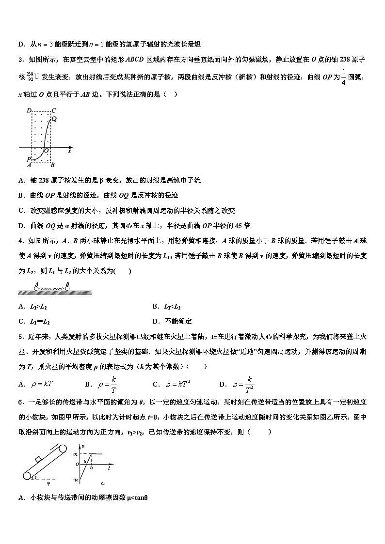 2026届黑龙江省七台河市高考物理全真模拟密押卷含解析第2页