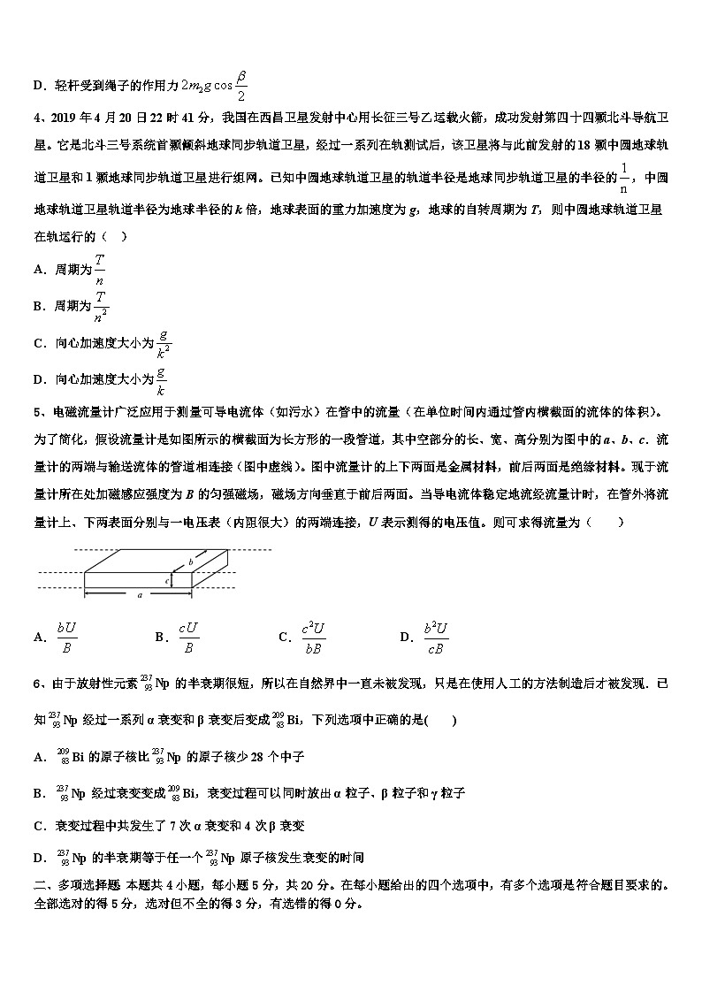 2026届黑龙江省齐齐哈尔八中高考物理一模试卷含解析第2页
