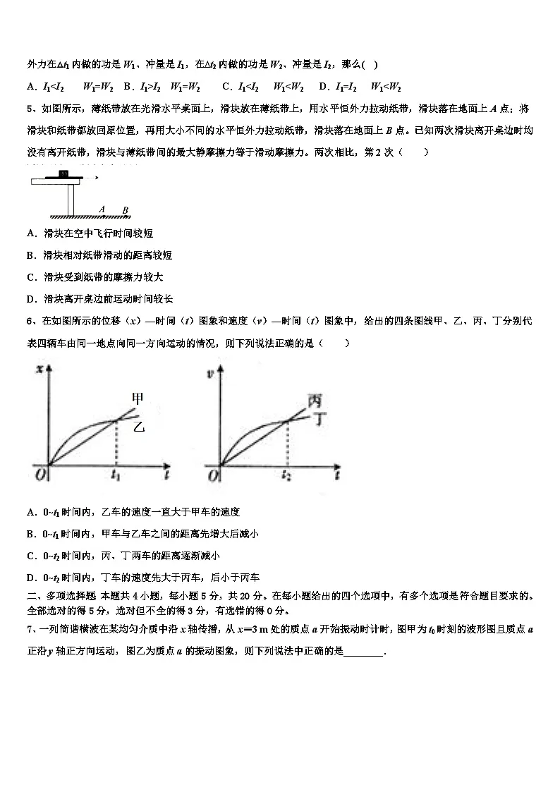 2026届黑龙江省双鸭山市第一中学高三下学期联考物理试题含解析第2页