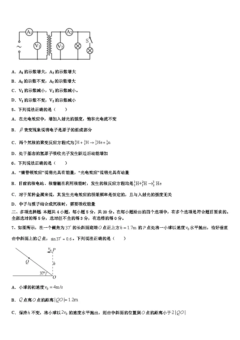 2026届红河市重点中学高三（最后冲刺）物理试卷含解析第2页