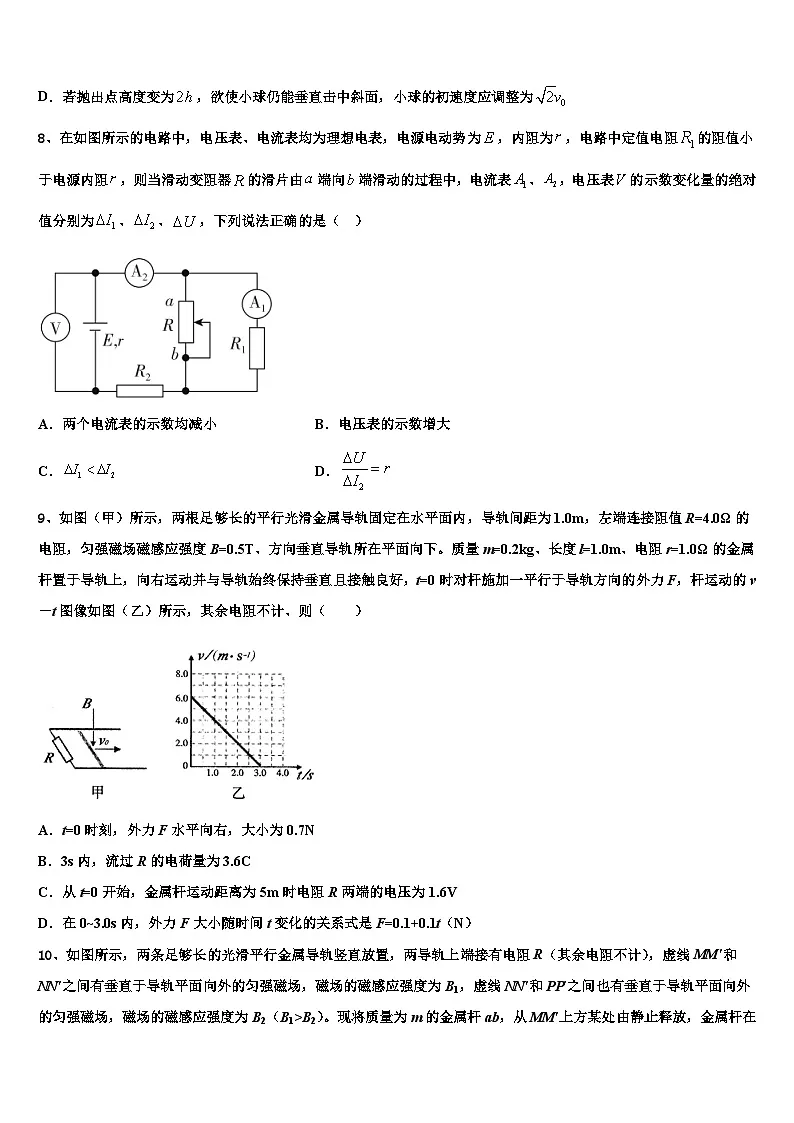 2026届红河市重点中学高三（最后冲刺）物理试卷含解析第3页