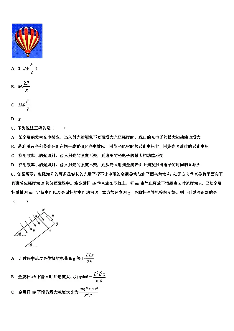 2026届黑龙江省七台河市重点中学高三（最后冲刺）物理试卷含解析第2页