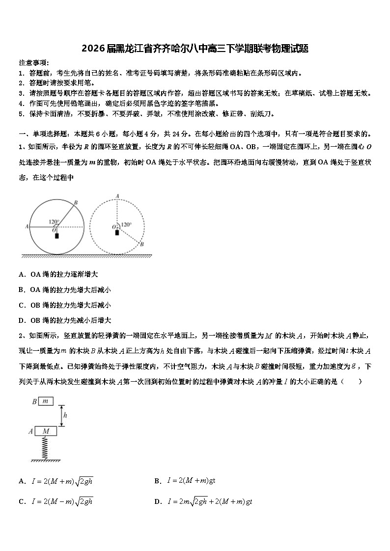 2026届黑龙江省齐齐哈尔八中高三下学期联考物理试题含解析第1页
