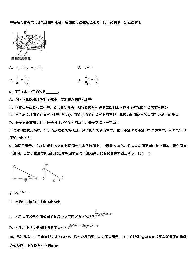2026届黑龙江省哈尔滨市南岗区三中高三下第一次测试物理试题含解析第3页