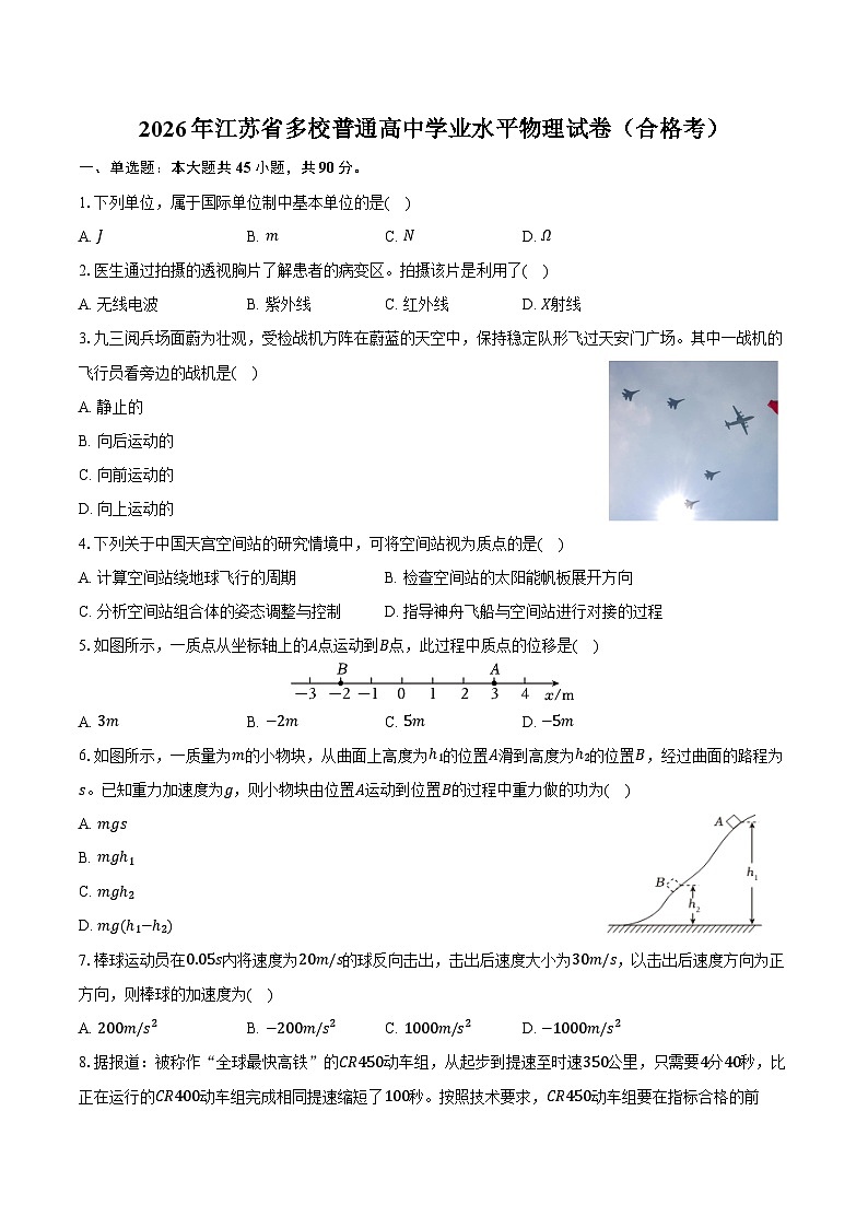 2026年江苏省多校普通高中学业水平物理试卷（合格考）（含解析）第1页