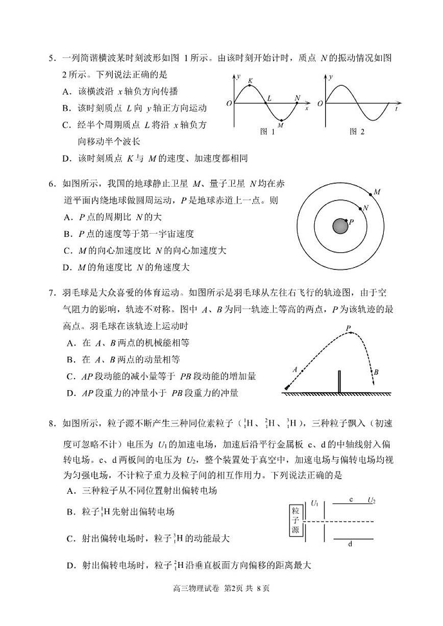 2026北京石景山高三（上）期末物理试卷（含答案）第2页