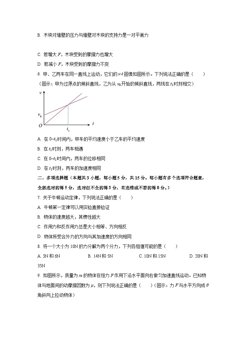 【物理】河北省唐山市2025-2026学年高一上学期期末试卷（学生版）第2页