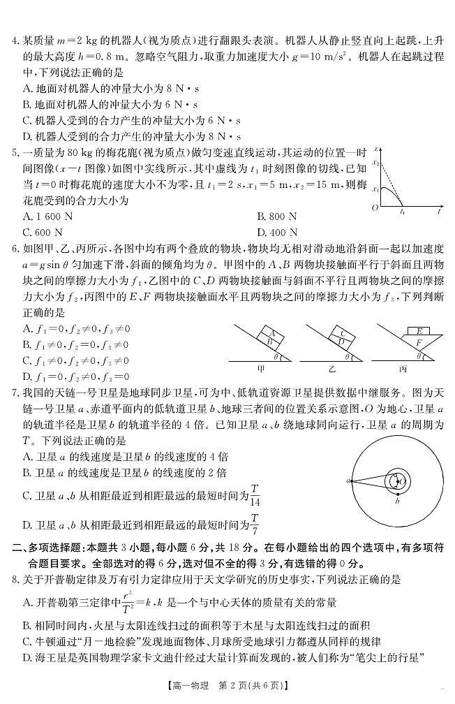 金太阳山西省2024-2025学年高一下学期期末考试（25-568A）物理试卷（无答案）第2页